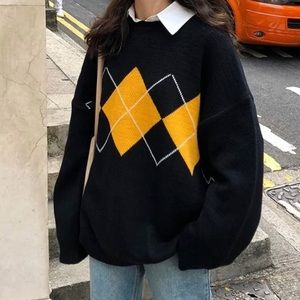 Argyle Crewneck Knit Sweater YesStyle